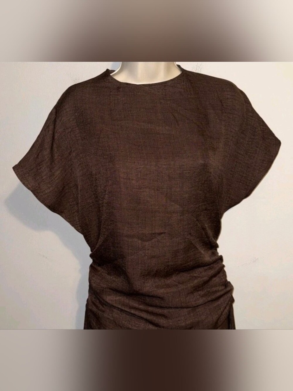 Wide-Leg Back-Tie Jumpsuit in Chocolate Brown - Picture 4 of 11